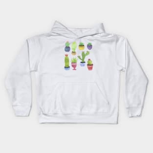 Watercolor Pattern of Cactus and Succulents Kids Hoodie